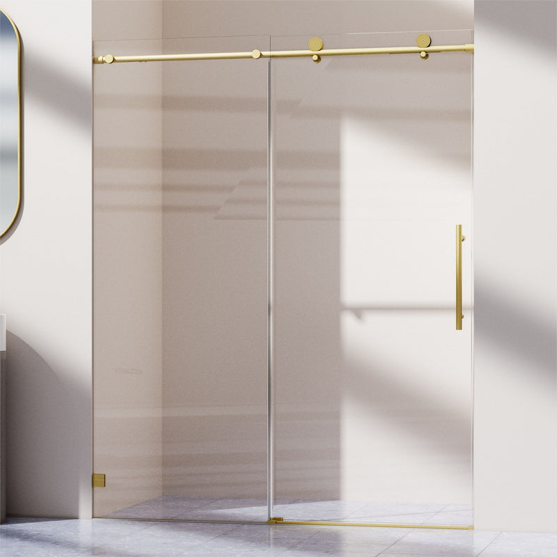 Frameless Single Sliding Soft Close Shower Doors, 5/16" Sgcc Tempered Glass
