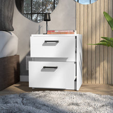 Load image into Gallery viewer, 15.8" x 12.7" x 18.6" Two Drawer Faux Wood Nightstand - White
