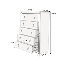 Load image into Gallery viewer, 5 Drawer Chest Bedroom Furniture - Silver
