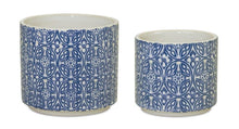 Load image into Gallery viewer, Medallion Round Pot Planters (Set of 2) - Blue / White
