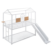 Load image into Gallery viewer, Twin Over Twin Metal Bunk Bed ,Metal Housebed With Slide,Three Colors Available.(White with White  Slide)(OLD SKU :LP000095AAK)
