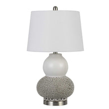 Load image into Gallery viewer, 24" Metal Two Light Desk Table Lamps With White Globe Shade (Set of 2) - Silver
