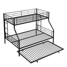 Load image into Gallery viewer, Twin Over Full Modern Metal Bunk Bed With Trundle - Black
