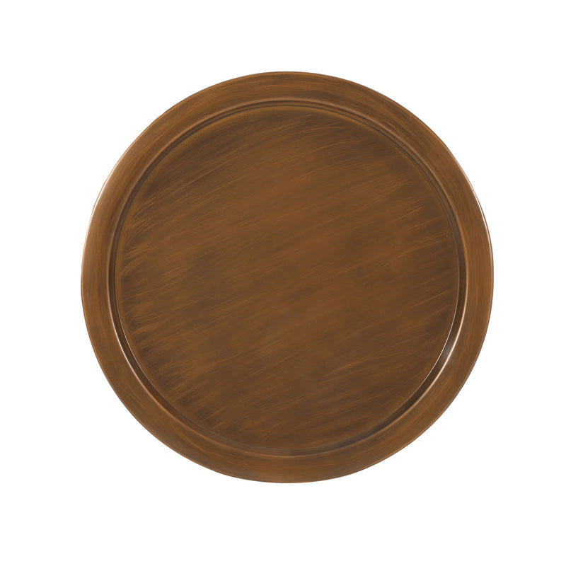 Iron Round Pedestal Coffee Table - Brown