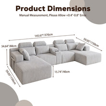 Load image into Gallery viewer, U-Shaped Sectional Sofa With Chaise Lounge And Cup Holders
