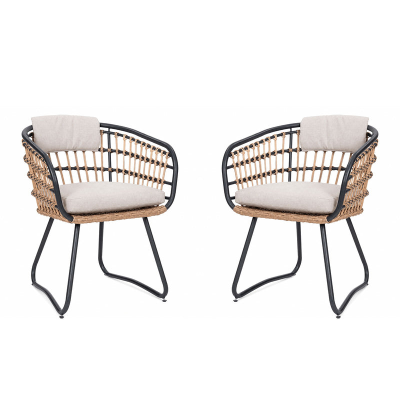 Patio All Weather Armchairs With Cushions (Set of 2) - Beige