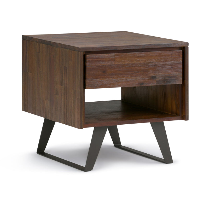 Metal Square End Table - Brown