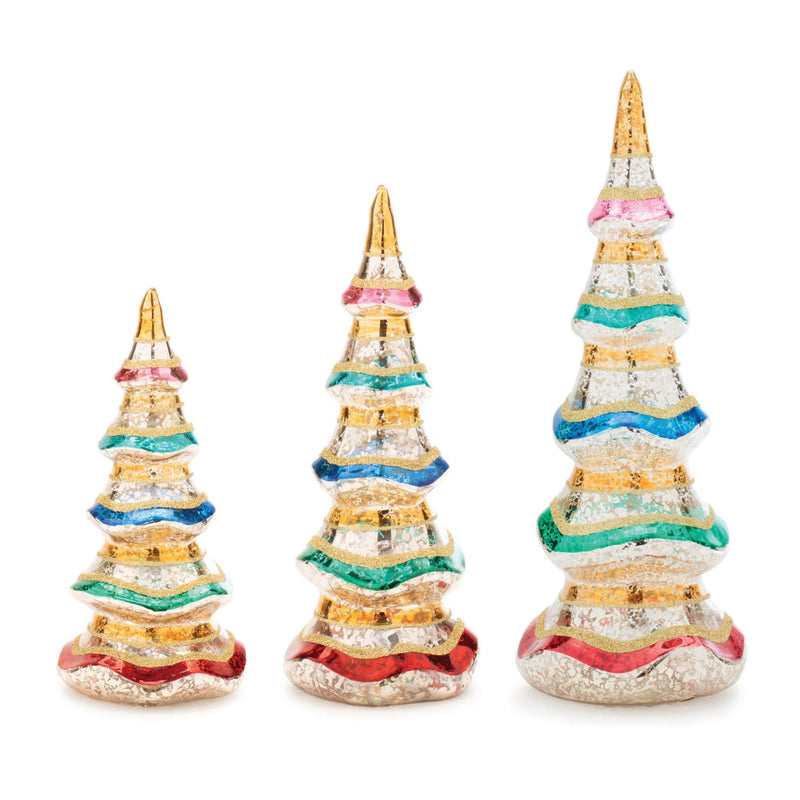 Mercury Christmas Tree Sculptures (Set of 3) - Silver / Green / Red