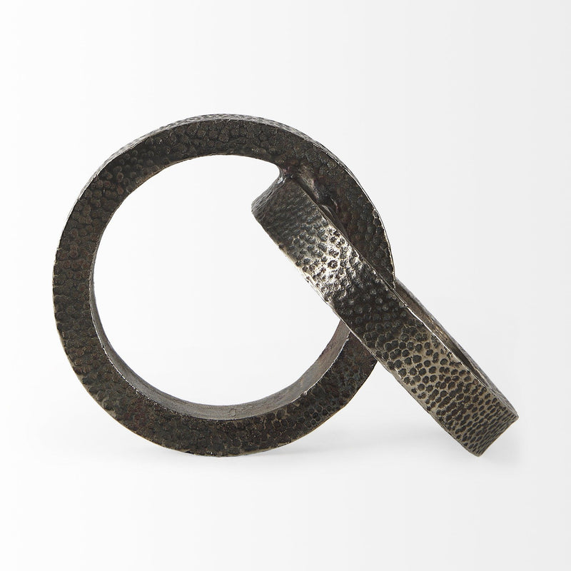 Two Ring Hammered Sculpture - Gray