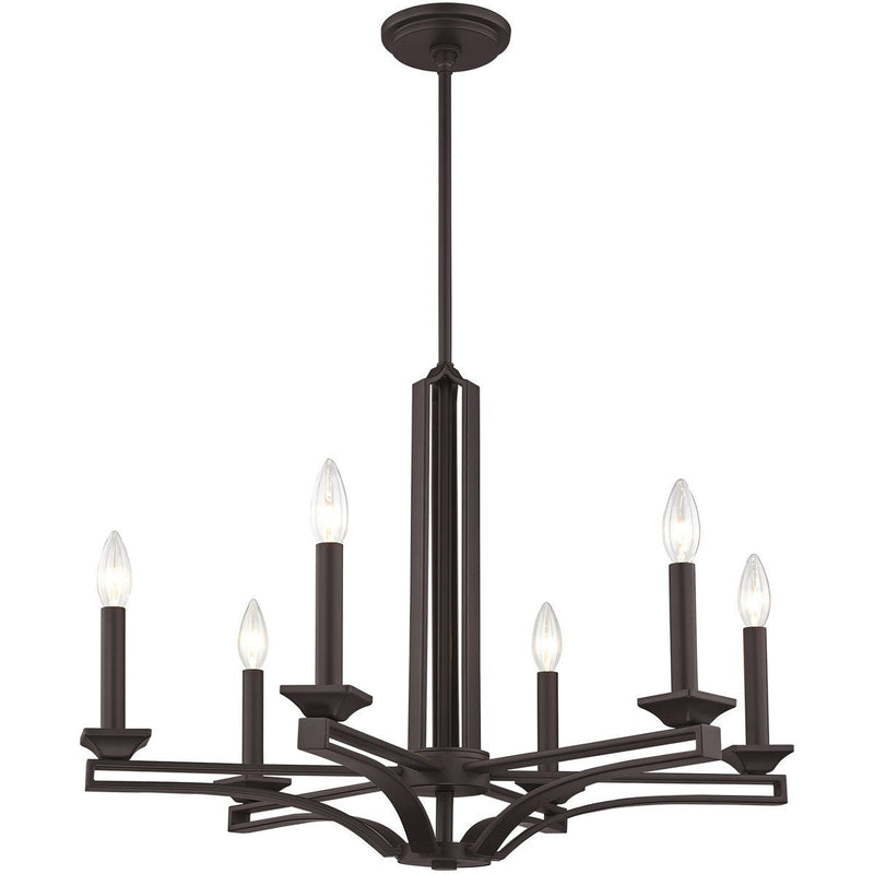 27'' Six-Light Dimmable Chandelier With Shades - Bronze