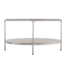 Load image into Gallery viewer, Faux Marble Metal Round Coffee Table - Chrome
