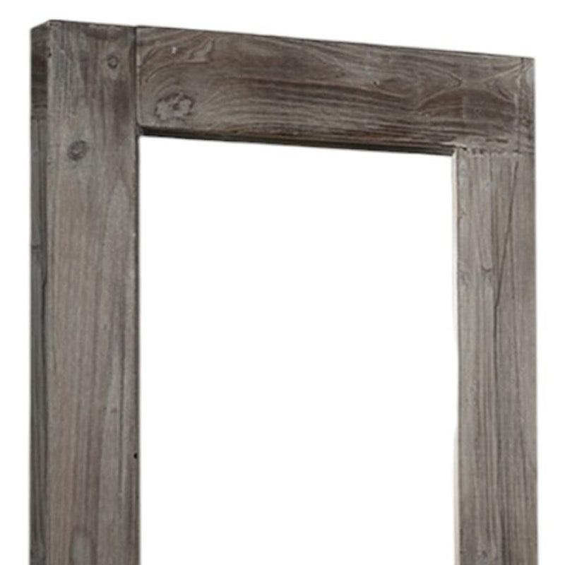 58" Solid Wood Freestanding And Wall Mount Accent Mirror - Dark Brown
