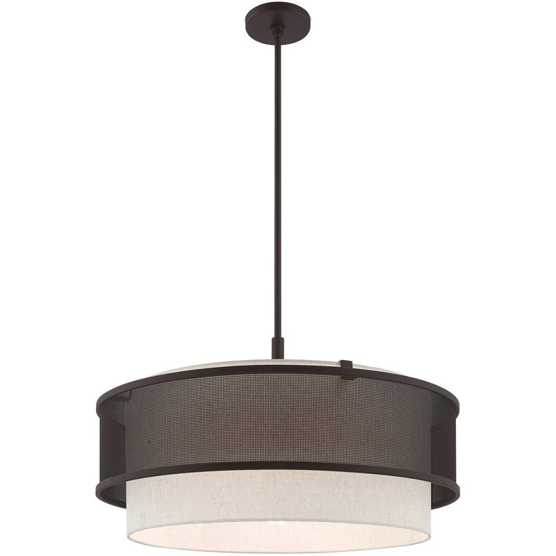 22" Four Light Dimmable Chandelier With Shades - Bronze