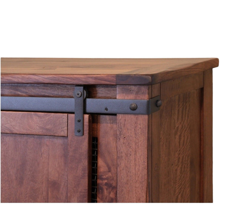 Solid Cabinet Enclosed Storage Distressed, TV Stand - Brown