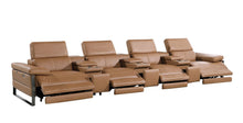 Load image into Gallery viewer, Top Grain Leather Reclining Metal USB Sofa (720353) - Chestnut
