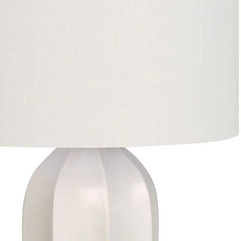 27" Ceramic Geometric Table Lamp With Drum Shade - Cream