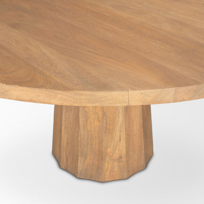Solid Wood Pedestal Base Round Top Dining Table (727891) - Brown