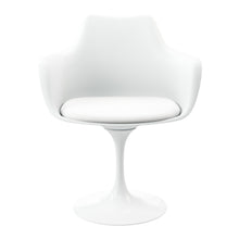 Load image into Gallery viewer, Upholstered Faux Leather Dining Swivel Arm Chair - White
