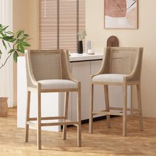 Load image into Gallery viewer, Celestiality - Upholstered Barstool With Cane Webbing Backrest (Set of 2)
