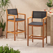 Load image into Gallery viewer, Outdoor Barstool With Woven Wicker And Frame (Set of 2) - Teak
