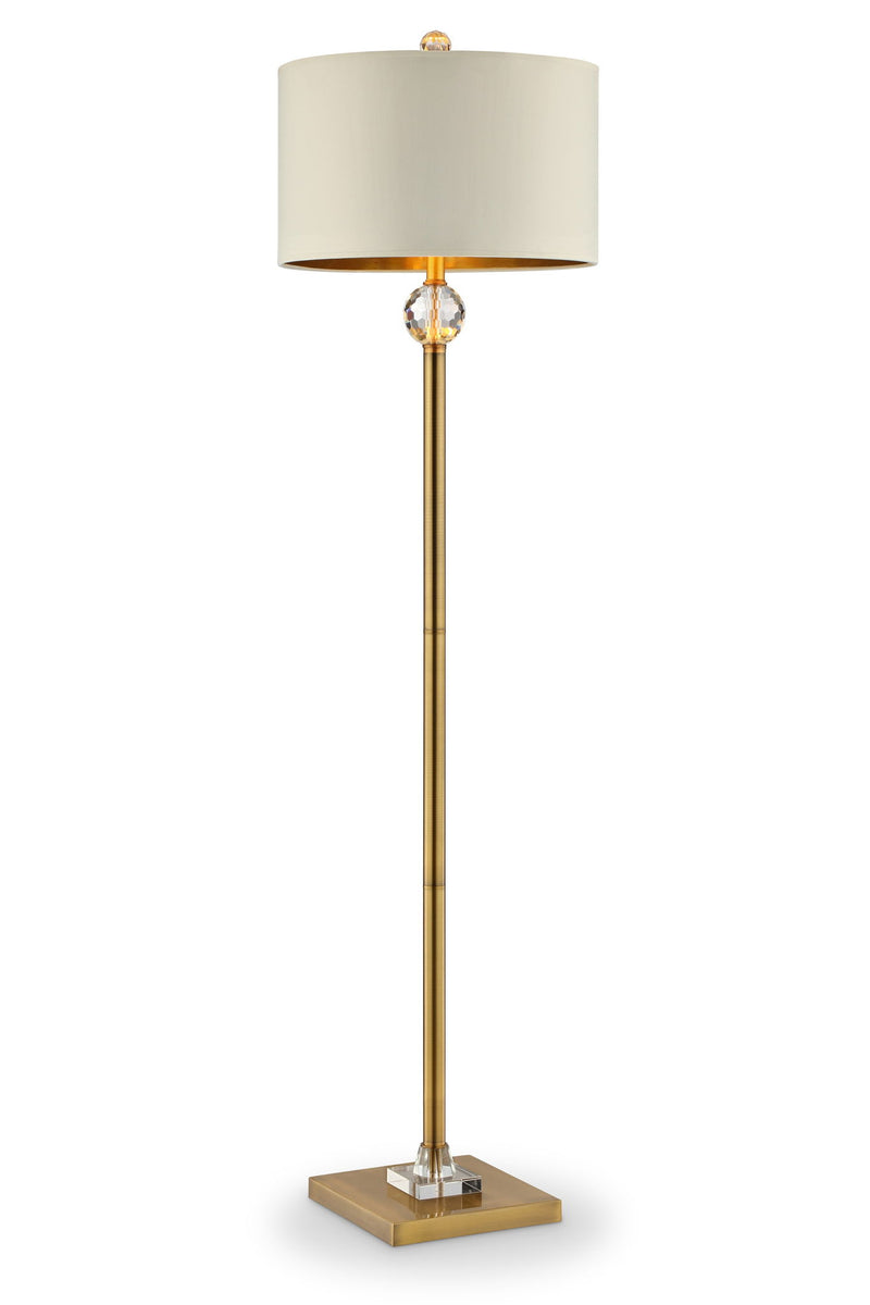 63" Column Floor Lamp With Off-White Drum Shade - Gold