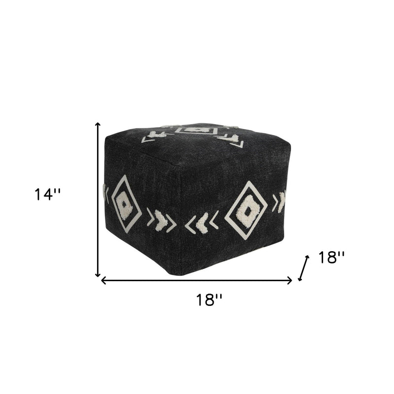 Cotton Ottoman Square - Black
