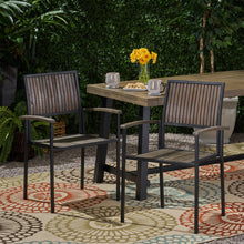 Load image into Gallery viewer, Vermilion - Outdoor Dining Chair With Vertical Slat And Wooden Arm
