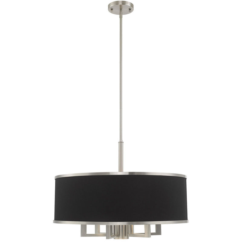 20'' Seven-Light Dimmable Chandelier With Shades - Nickel