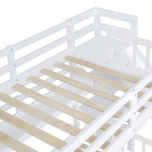 Load image into Gallery viewer, Twin-Over-Twin Castle Style Bunk Bed with 2 Drawers 3 Shelves and Slide - White
