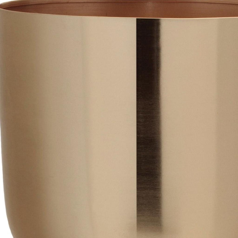 Metal And Wood 65" Ounce Round Elevated Planters (Set of 2) - Gold And Natural