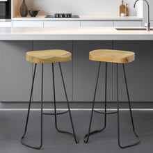 Load image into Gallery viewer, 31" Steel Backless Bar Height Bar Chairs (Set of 2) - Natural And Black
