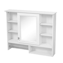 Load image into Gallery viewer, Wall Mount 2 In 1 Mirror Cabinet With Adjustable Shelves, Open Storage, For Bathroom Vanity - White
