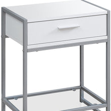 Load image into Gallery viewer, Glass And Metal End Table With Drawer And Shelf - White
