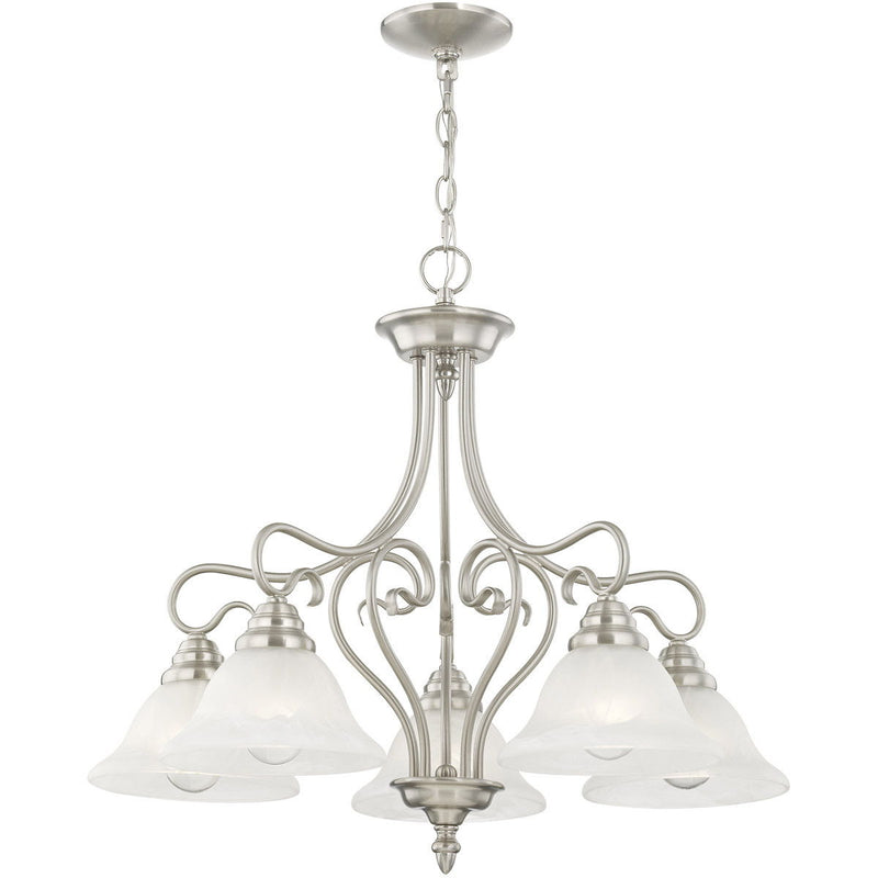 23'' Five Light Dimmable Chandelier With Shades - Pearl Silver / Nickel