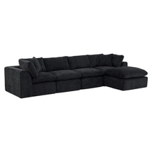 Load image into Gallery viewer, Chenille Modular Sofa Chaise With Ottoman Toss Pillows (725200) - Black
