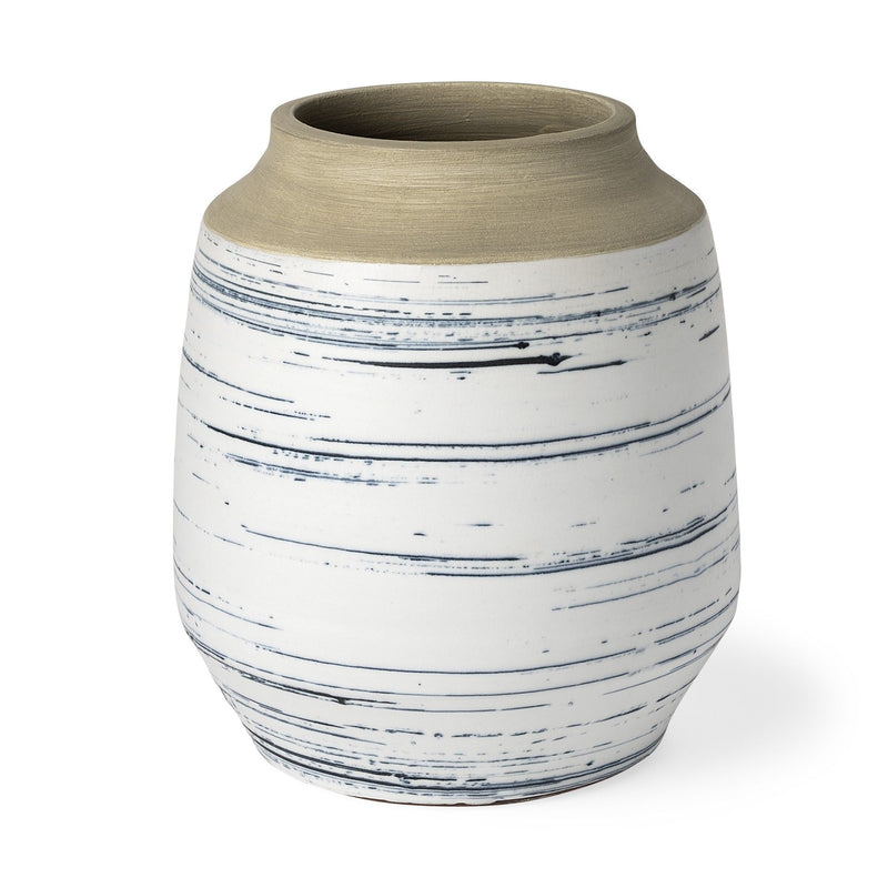 Abstract Cylinder Table Vase - Blue / Sand / White