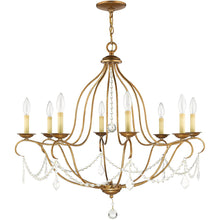 Load image into Gallery viewer, 30" Eight Light Dimmable Chandelier With Shades - Antiqued Gold
