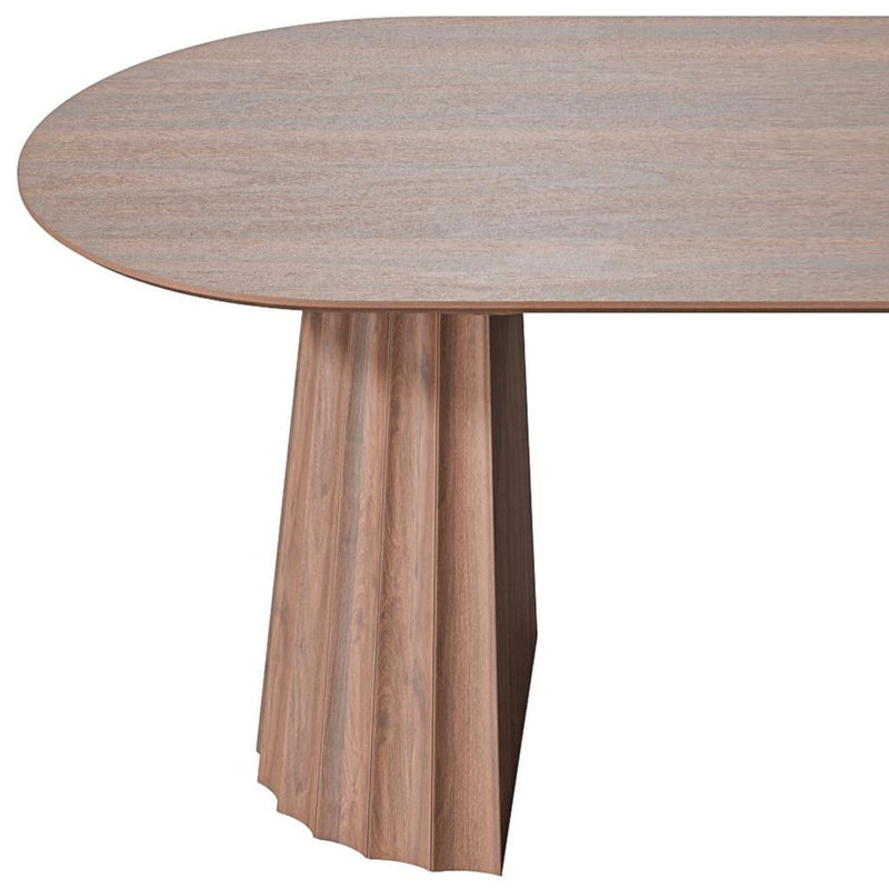 Double Pedestal Base Oval Dining Table - Brown