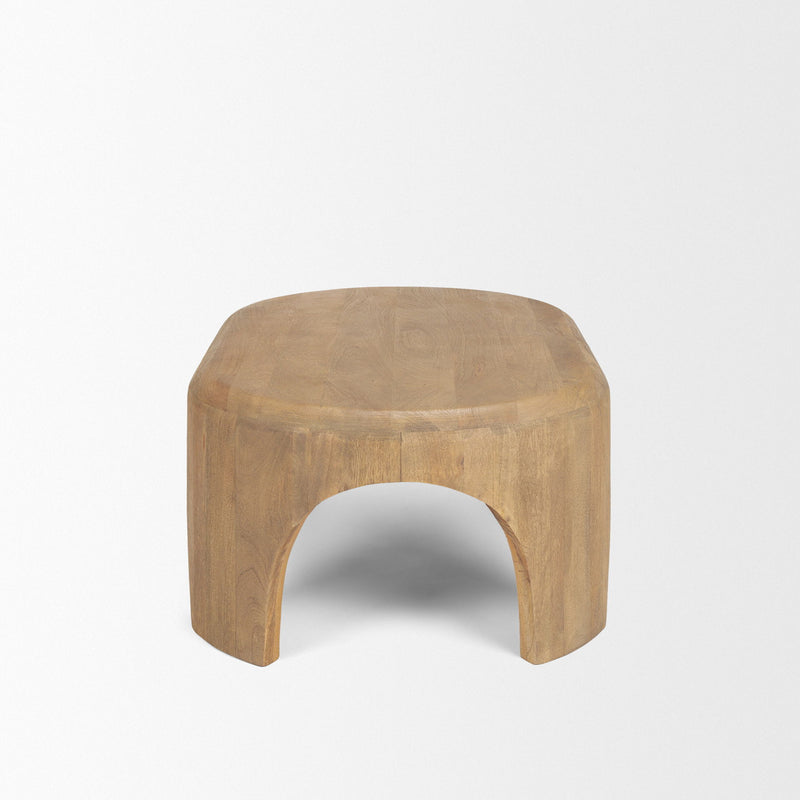 Solid Wood Oval Coffee Table - Light Brown
