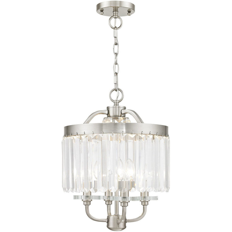 18'' Four-Light Dimmable Chandelier With Shades - Nickel