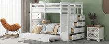 Load image into Gallery viewer, Twin Over Twin Bunk Bed with Trundle and Staircase,White(OLD SKU:LT000068AAK)
