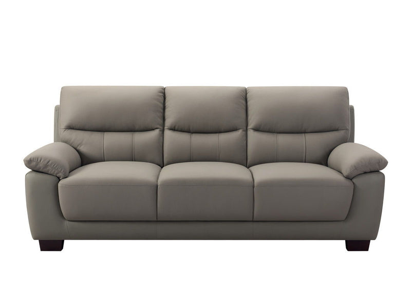 Faux Leather Sofa With Dark Brown Legs - Gray