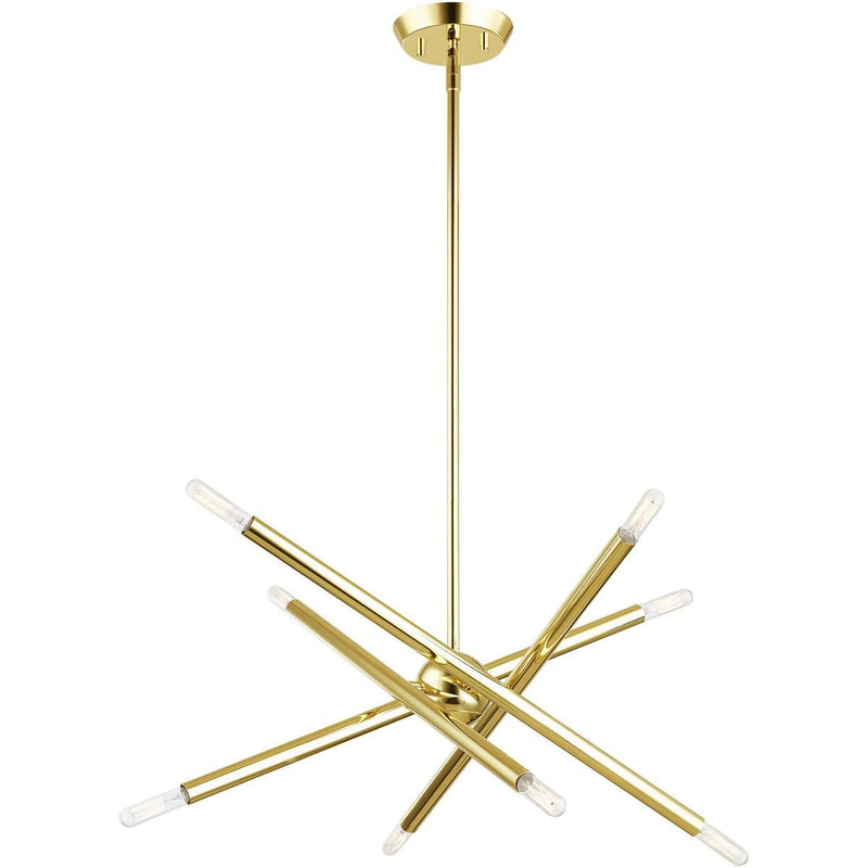 Eight Light Dimmable Chandelier With Shades - Brass