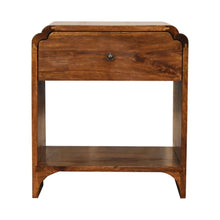Load image into Gallery viewer, 20" Solid Wood Scalloped Edge One Drawer Nightstand - Brown
