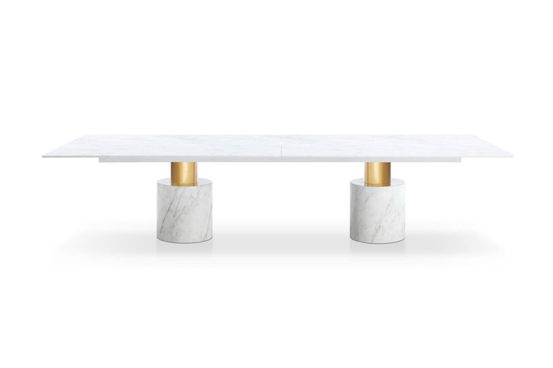 Marble Double Pedestal Base Dining Table - White