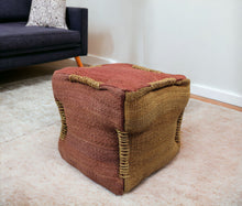 Load image into Gallery viewer, Jute Cube Pouf Ottoman - Pink And Orange
