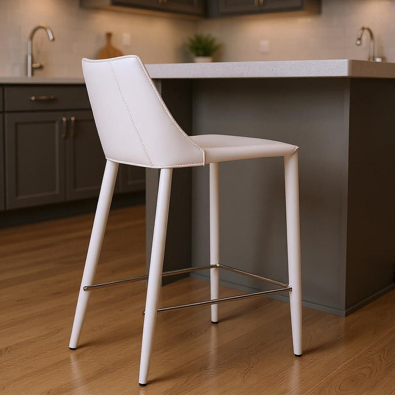 Steel Low Back Counter Height Bar Chair - White