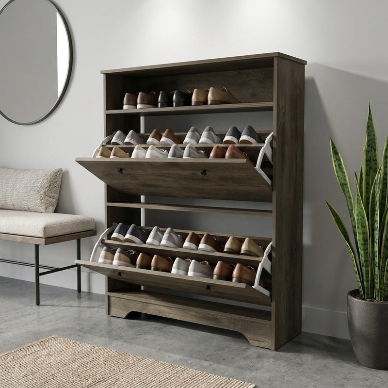 Twelve Pair Shoe Rack - Dark Brown