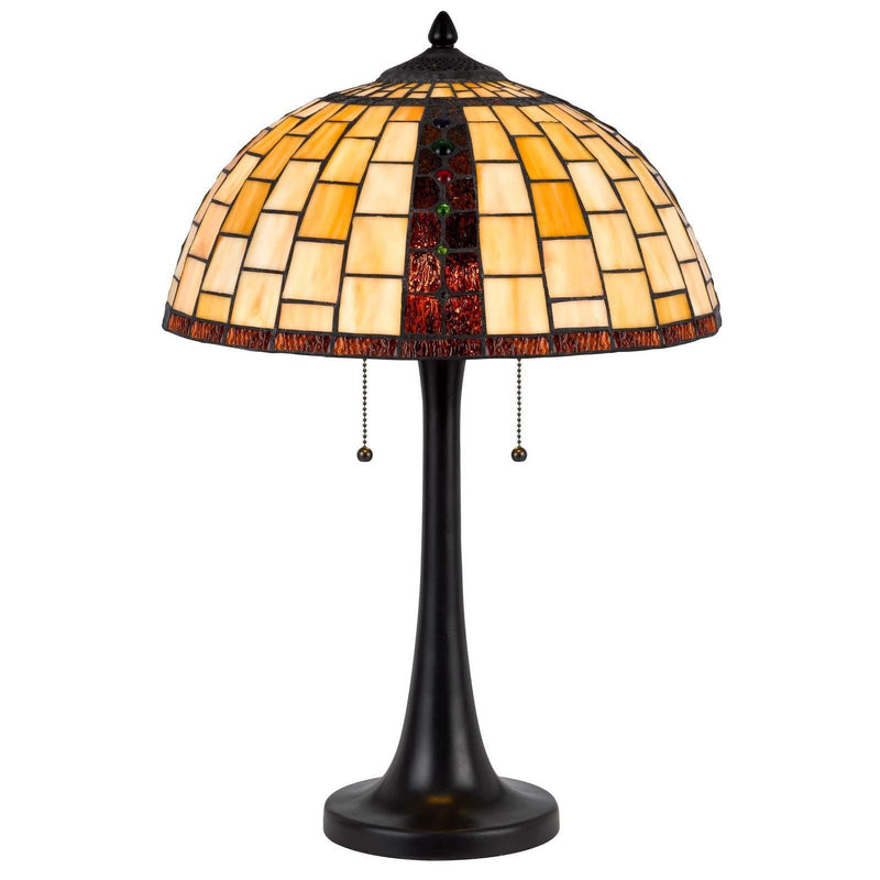 Abstract Two Light Round Tiffany Lamp With Dome Shade (752014) - Bronze