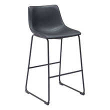 Load image into Gallery viewer, 29" Transitional Faux Leather And Steel Counter Height Bar Chairs (Set of 2) - Black
